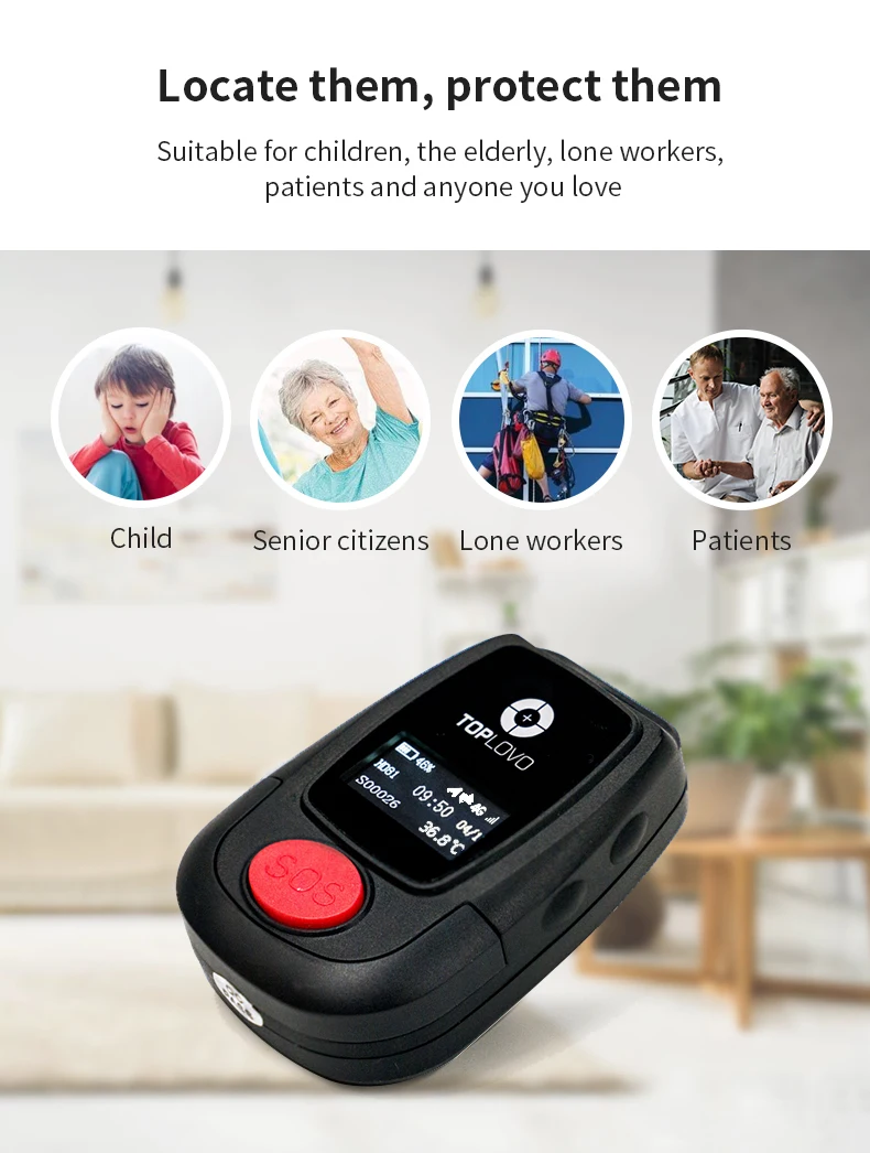 

Mobile Activity GPS Tracker IP67 2 Way Voice Smart Bracelet Heart Rate Pedometer Alarm with Screen