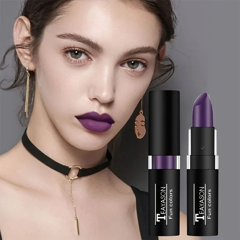Waterproof Purple Matte Lipstick - Long-Lasting Halloween Creative Stage Makeup Lip And Face Paint for Festive Celebrations