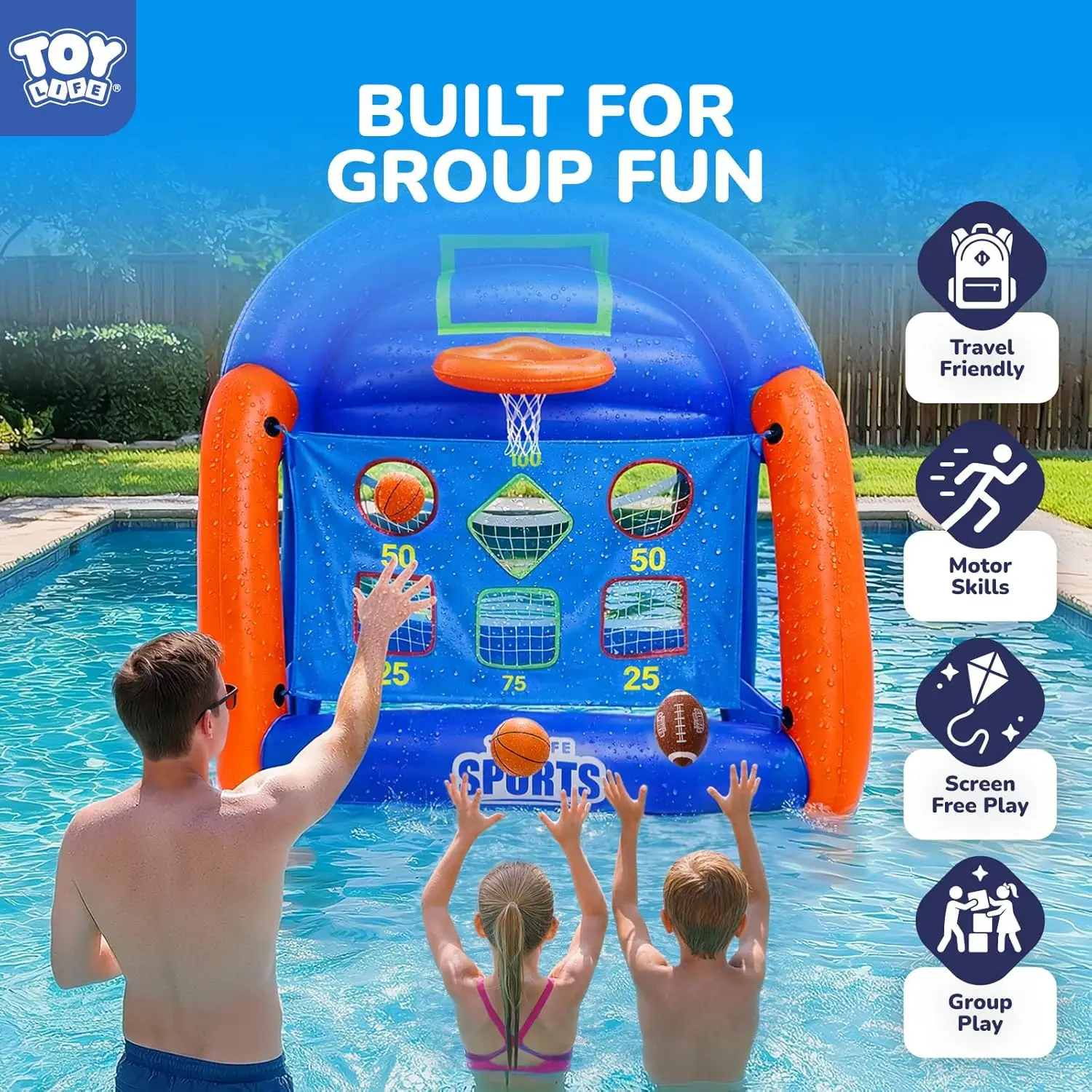 Multi-Sport Pool Games Inflatable for Kids Teens Adults - Basketball & Football Water Play Set, Fun Family Swimming Pool Toys for Ages 5-12 view 6