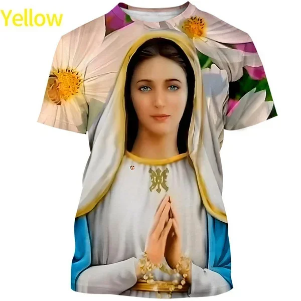 New Fashion 3D Virgin Mary Printed T Shirts Oversize Clothing Men/women Personality Cool Printing Graphic Tee Shirt