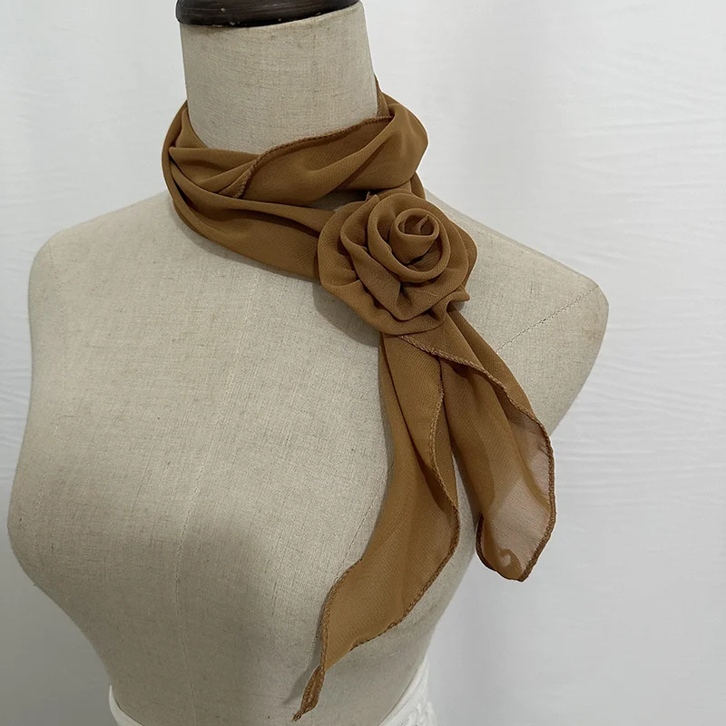 26Colors Decorative Headscarf Solid Rose Knotted Scarf Shawl Shawl Flower Sunscreen Headscarf Ladies Office Scarf
