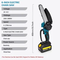 1700RPM 6 Inch Mini Li-Ion Electric Chainsaw One Hand Portable Electric Saw Fit 18V Makita Battery 2