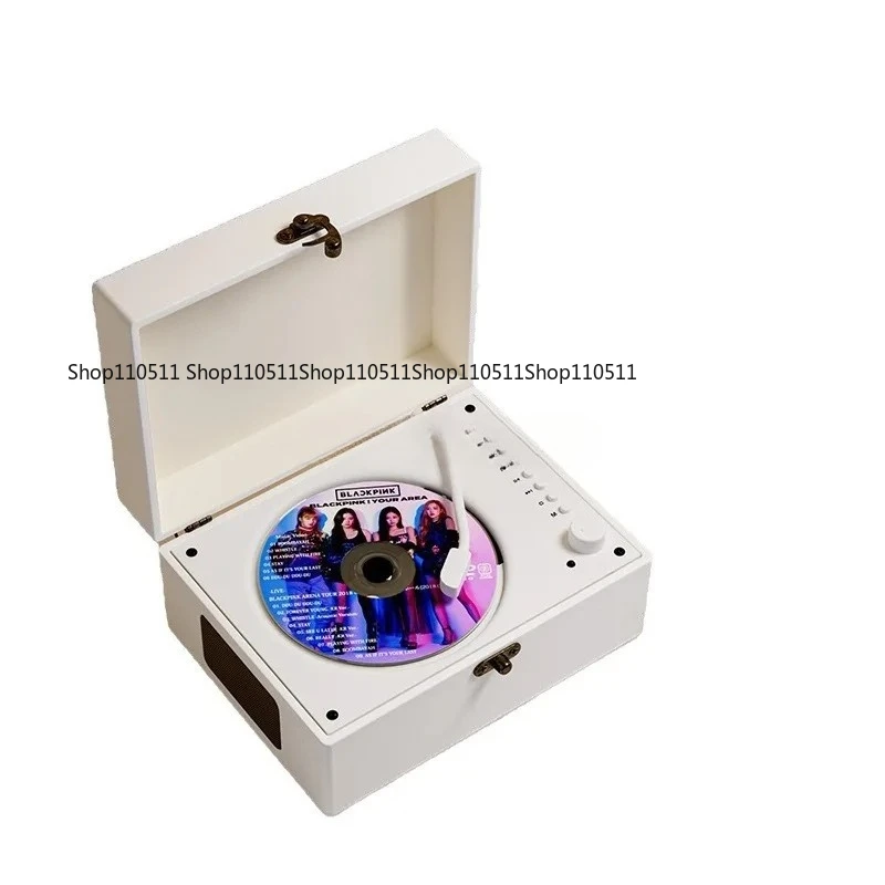 آلة تشغيل ألبوم الأقراص المضغوطة الرجعية، صوت بلوتوث، مكبر صوت متكامل، سجل قرصي، هدية عيد ميلاد #2