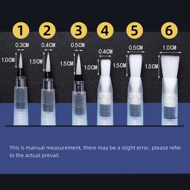 6Peices przenośne pędzle malarskie wielokrotnego napełniania pędzel do akwareli miękkie pióro atramentowe akwarelowe do malowania materiałów do