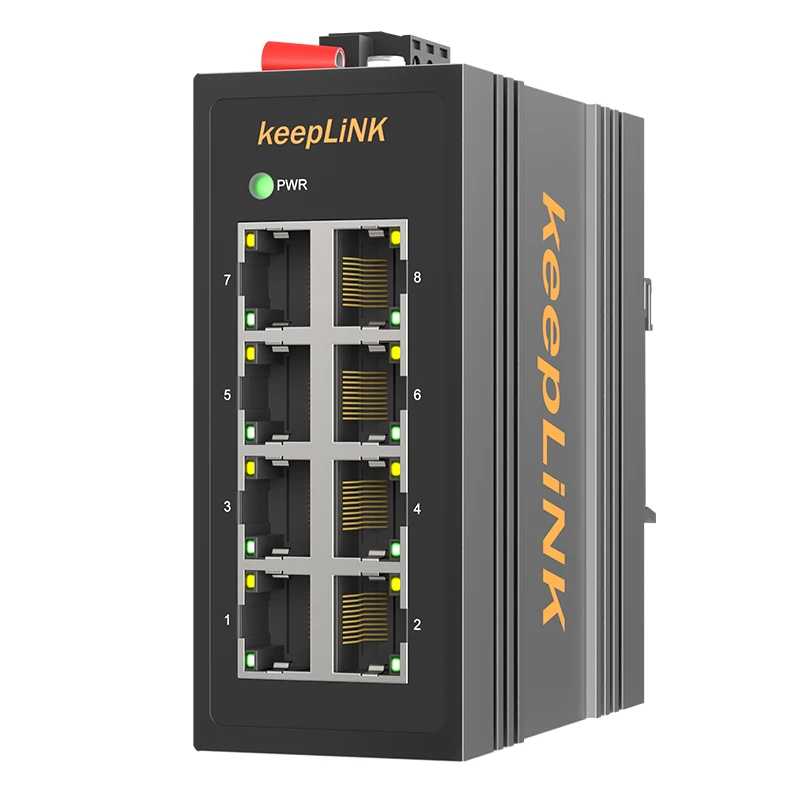 Outdoor Mini 8 Port Industrial Unmanaged Switch 10/100Mbps DIN Rail with POE and VLAN Support for Automation and Factory