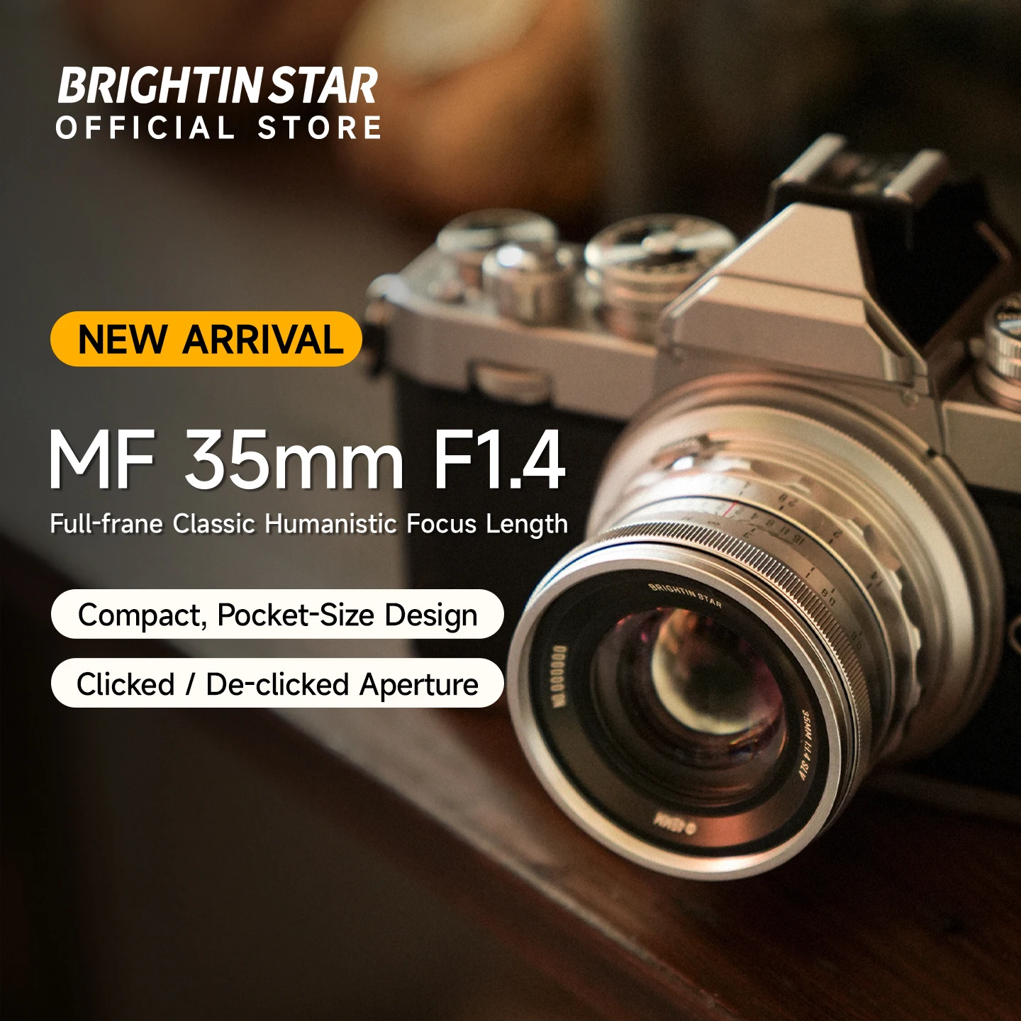 

Brightin Star MF 35mm F1.4 Full Frame Manual Focus Prime Lens Mirroless Cameras Lens for Sony E ZVE10 A6400 Nikon CanonRF LeicaL