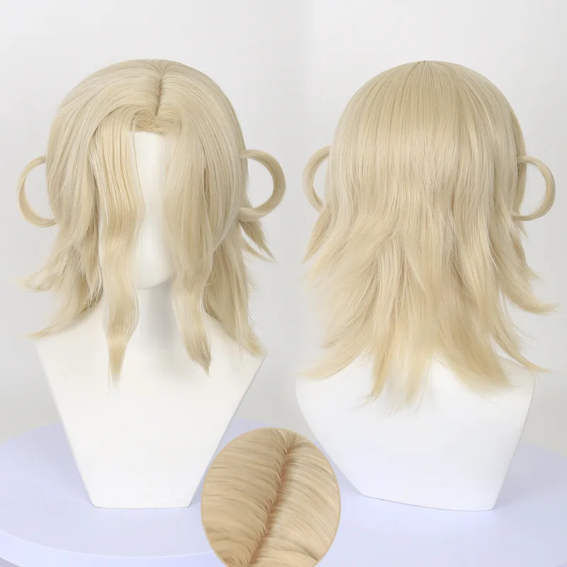 

Game Identity V Marie Synthetic Flax Blonde Wigs with Bangs Straight Wigs for Men or Women Cosplay Halloween Realistic Fake Hair