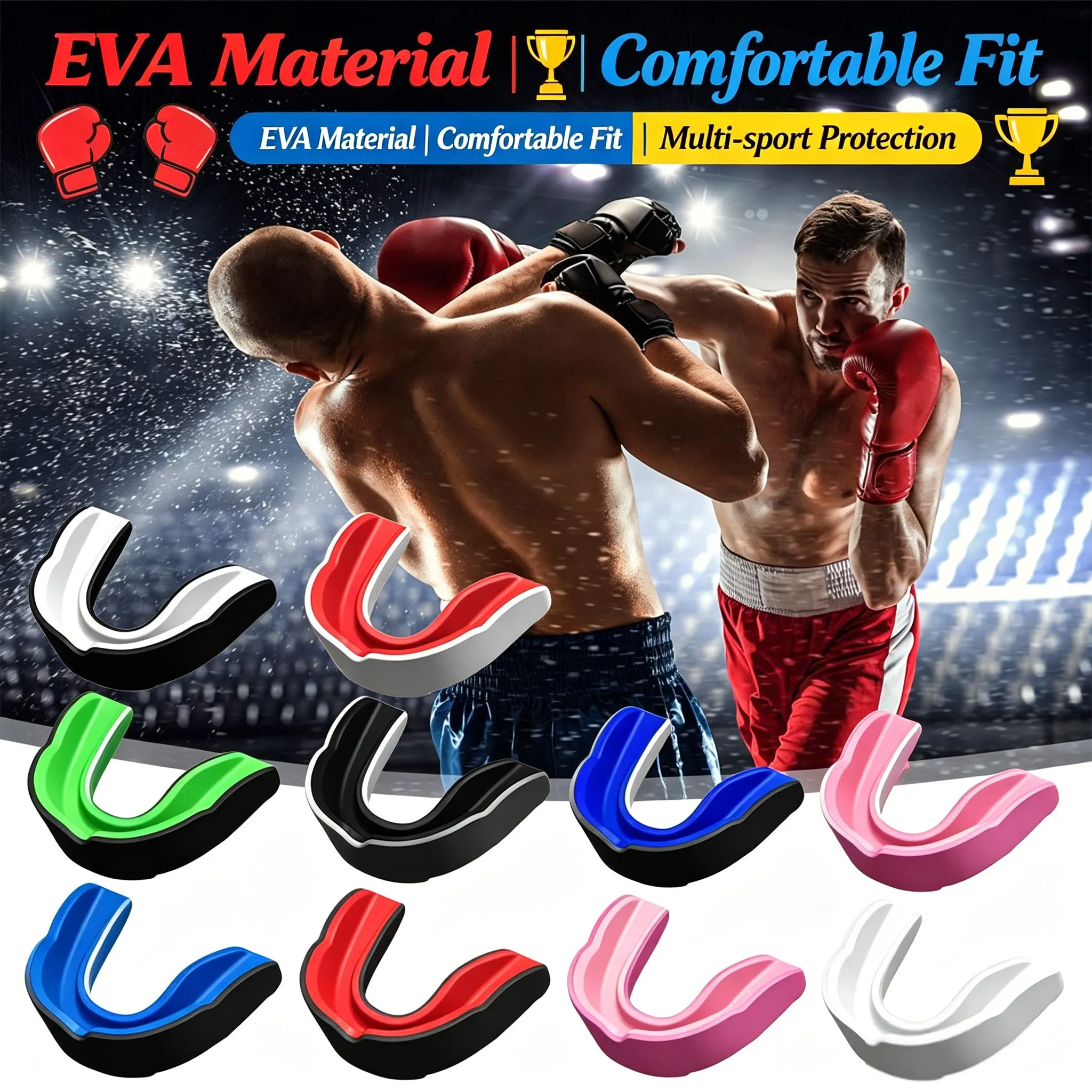 4PCS High-Impact EVA Mouth Guard For Combat Sports Boxing Basketball Dental Protector Effective Anti-Grinding Teeth Safety Gear