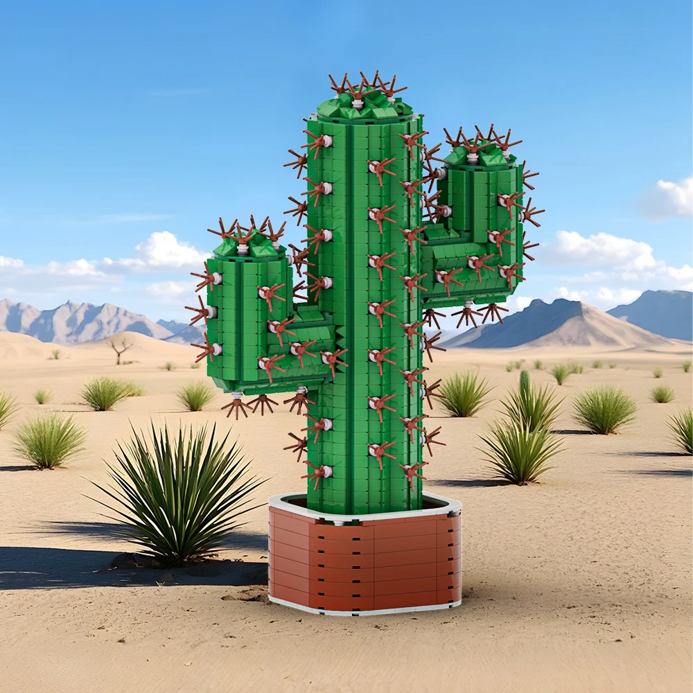Gobricks  MOC The Giant Cactus Building Blocks Model Desert potted plant Cactus Bricks DIY Assembled Toy  for Children Gift