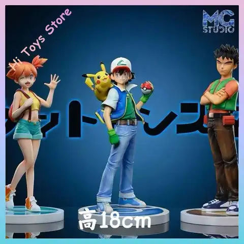Ash Ketchum – figurine de dessin animé Gk en Pvc, 18cm, modèle de poupée à collectionner pour décoration de chambre et de bureau, jouet d'action avec Brock Misty