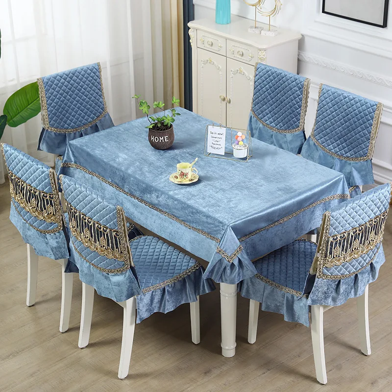 Light Luxury Style Pure Color Home Dining Chair Cushion Set Simple Tea Table Tablecloth Four Seasons Universal Non-slip Seat Pad