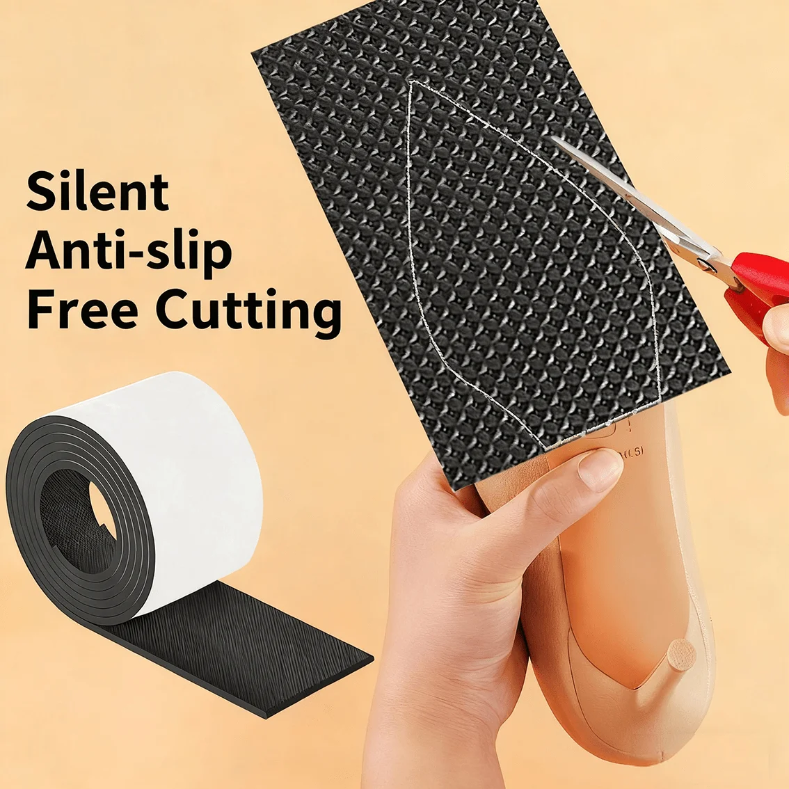 2 Roll Thick Non-Slip Wear-Resistant Shoe Sole Sticker - Anti-Abrasion Heel for Quieter, Sound-Canceling Chunky Heels Protection