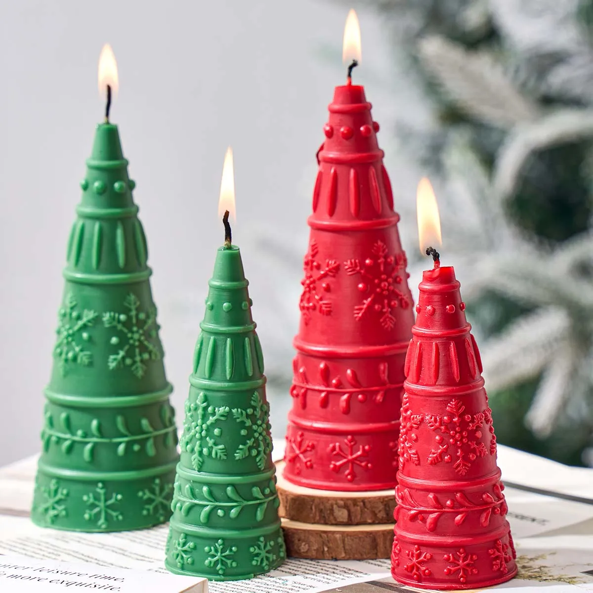 Weihnachtsbaum Silikon Kerze Form DIY Weihnachten Schneeflocke Relief Aromath Seife Gips Harz Handwerk Geschenke Formen Home Weihnachten Dekor
