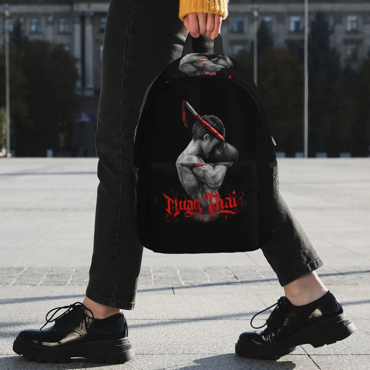 Muay Thai Boxing Fighter Backpack Student BookBag Men Women School Bag Computer Shoulder Bags