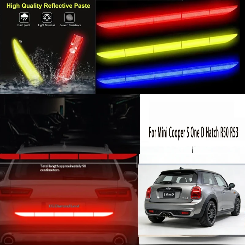 

Для Mini Cooper S One D Hatch R50 R53: 1 шт. светоотражающая предупреждающая лента для багажника автомобиля, защита от столкновений