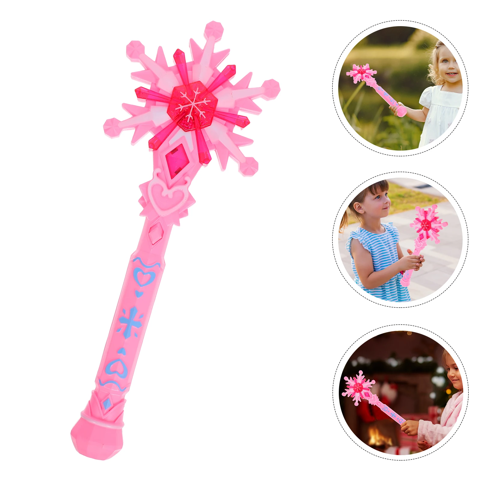 

Light Up Fairy Wand Snowflake Design Spinning Function Wand Toy for Birthday Halloween Holiday for Children