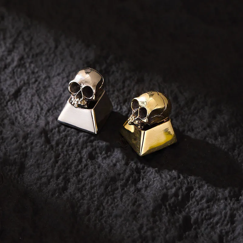 Pure Copper Skull Theme Keycaps Set Metal Niche Personality Custom Original Handmade Keycaps for Mechanical Keyboard Accessories