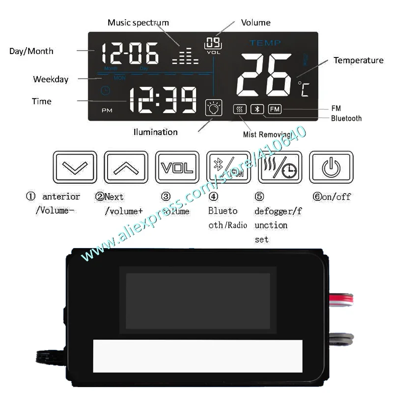 Imagem -03 - Trumsense-sistema de Desembaçamento Compatível Bluetooth Tempo Temperatura Data Rádio Sensor de Toque Interruptor para Espelho Led Moderno K3015cas