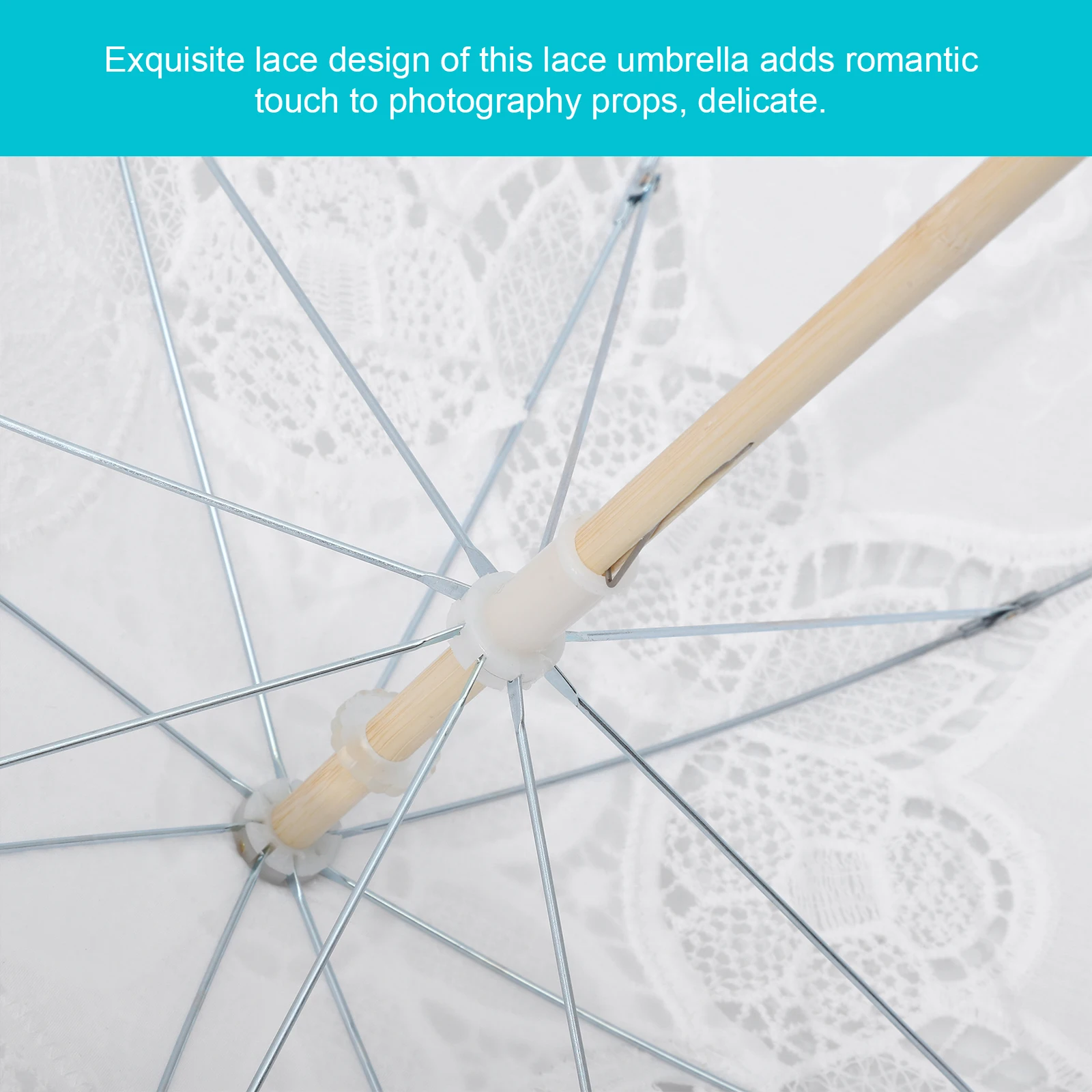 

Exquisite Lace Vintage Parasol Wedding Photography Props Large Size Wooden Handle Decorative Bridal Umbrella Festival for Girls