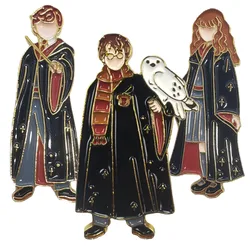 Broches de Hogwarts, insignias de Metal de aleación de dibujos animados, insignias de escuela de magia, Hermiones, delantales, alfileres, accesorios de joyería, regalos