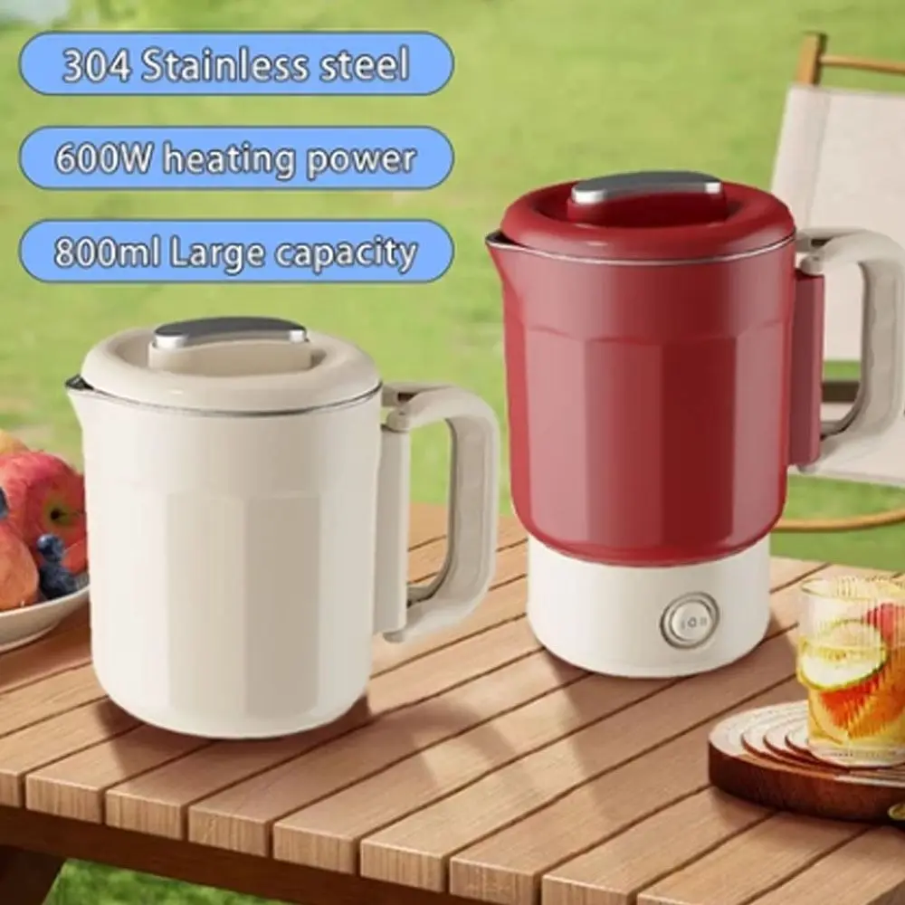 

Upgraded New 800ml Electric Kettle Portable Foldable Mini Kettle 304 Stainless Steel Detachable Small Heater Travel