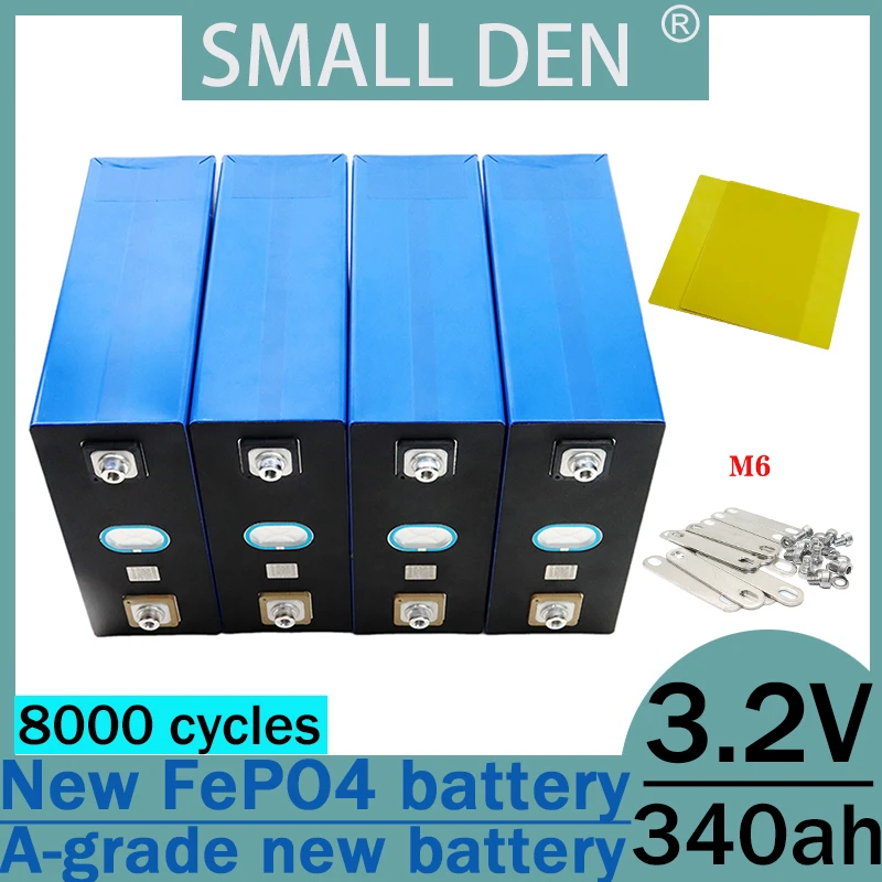 A-level 340Ah 8000+cycle life battery 3.2V lithium iron phosphate rechargeable battery, suitable for electric RV solar camping