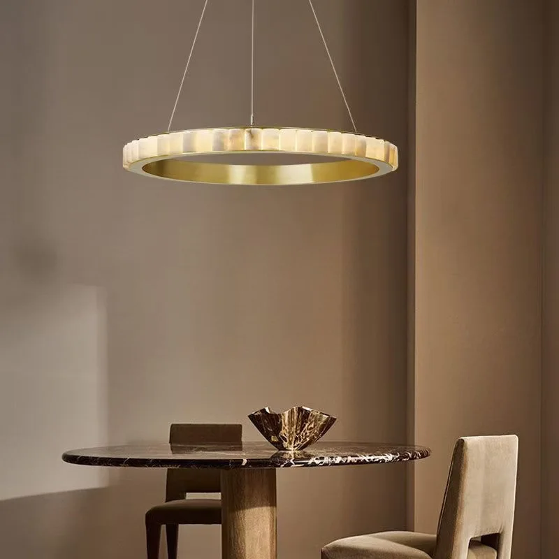 Nordic Spanish Marble Round Oval Lamp Stainless Steel Black Gold Bronze Lustre 3 Color Dimmable for Living Dining Room Ceilings