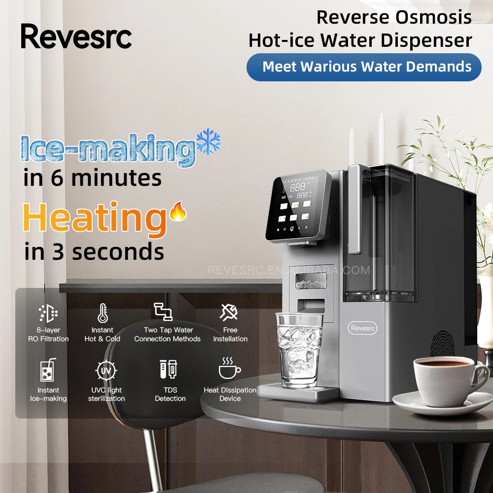 6 In 1 Electric Purified RO Reverse Osmosis Water Dispenser Ice Maker With Hot/Cold Water For Home Use