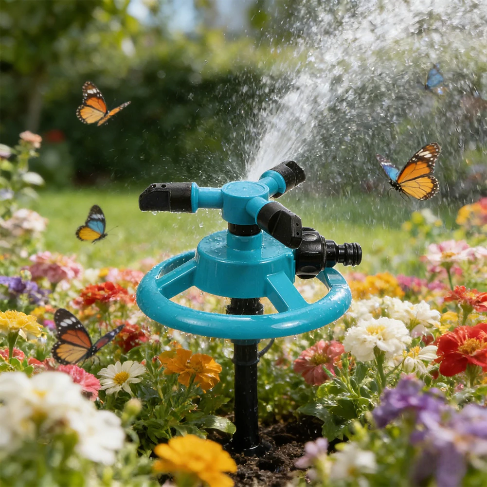 

1 шт. дождеватель для сада, вращающийся разбрызгиватель для газона и сада, обеспечивающий орошение больших площадей, дождеватели для двора для игр детей и домашних животных.