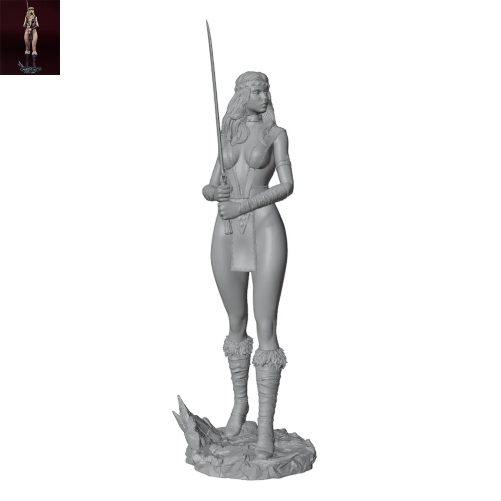 1/24/12/6 Exotic tribal female warrior with sword; stunning, sexy girl resin model kit; GK mini 3D-printed gray statue,unpainted