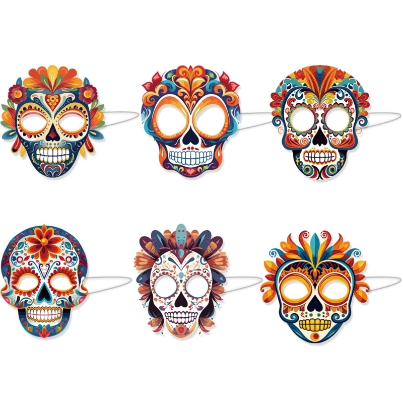 Day of The Dead Paper Skull Masks Halloween Masks Masquerade Party Masks for Halloween Cosplays Mexicans Party Costumes