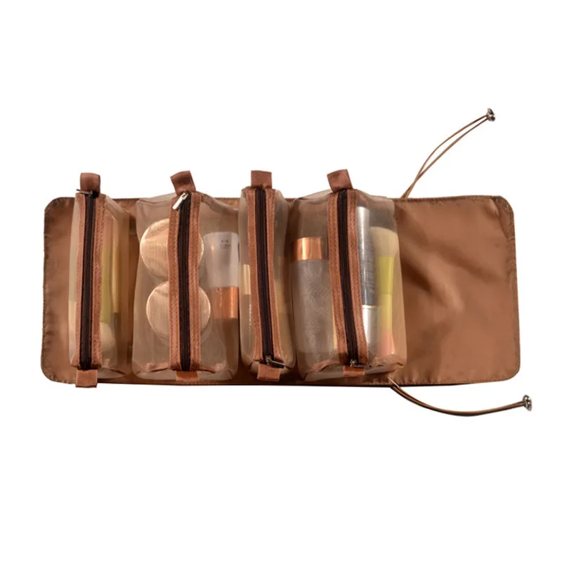 Vrouwen opvouwbare make-uptas met grote capaciteit make-upborstel opbergtas waterdicht compartiment reismake-up borstel beschermhoes