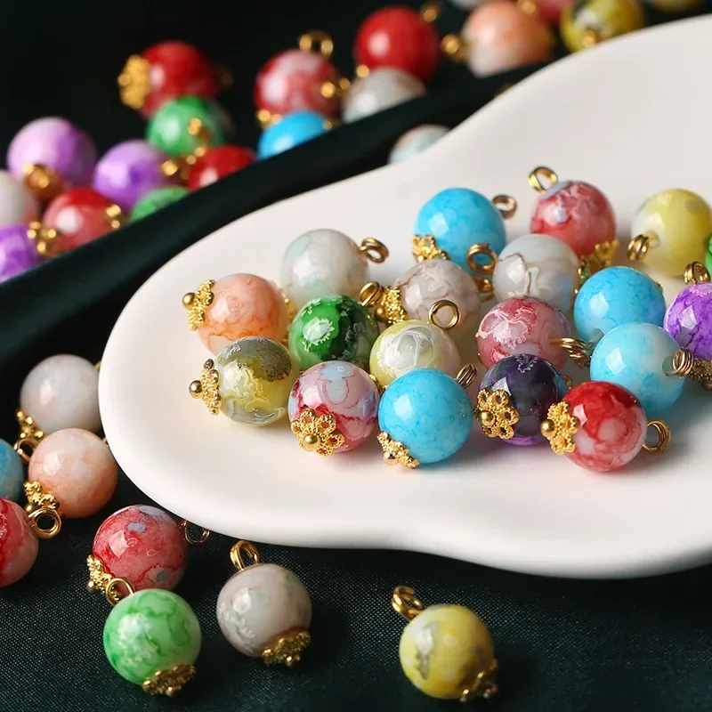 10pcs/lot Beautiful Colorful Buttons 10mm Small Round Glass Shank Buttons Clothes Sewing Accessories