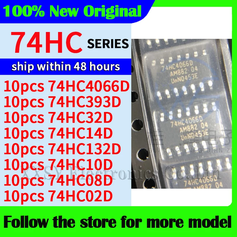 10pcs/lot 74HC4066D 74HC393D 74HC32D 74HC14D 74HC132D 74HC10D 74HC08D 74HC02D High quality