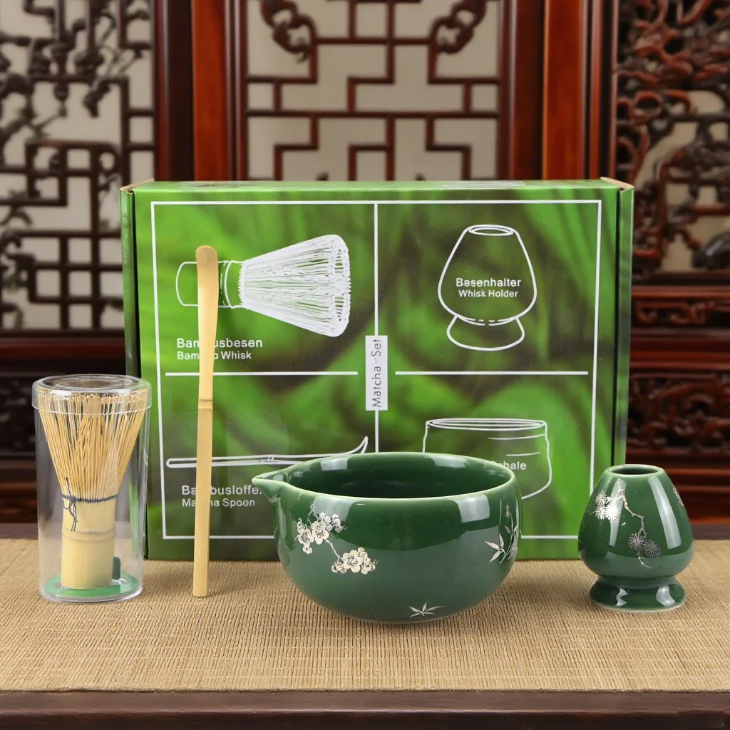 Juego de batidores Matcha de 2 piezas/4 piezas/5 piezas, cuenco Matcha y batidor Matcha de bambú, colador de té, cuchara, cuchara, tamiz, soporte para batidor