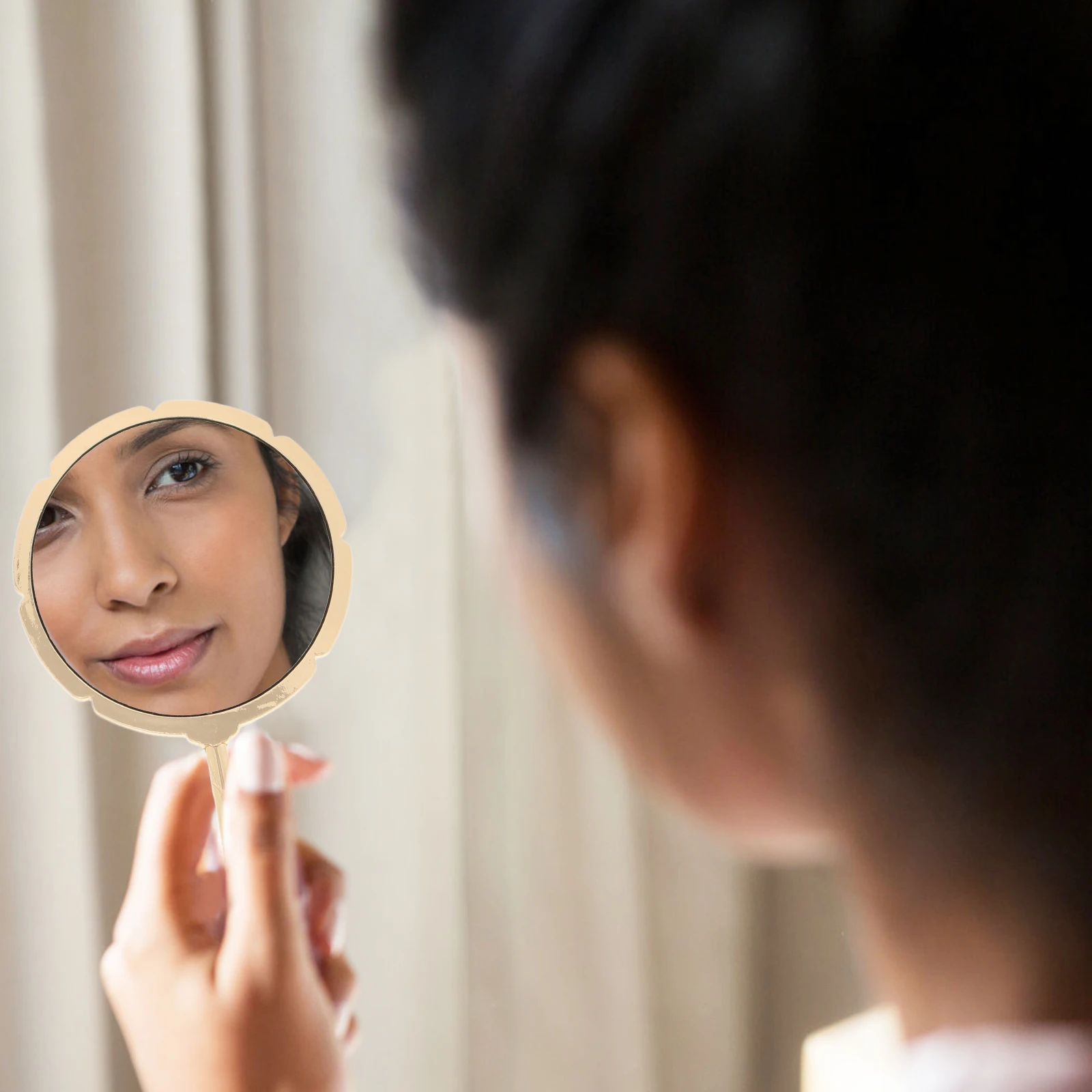 Elegant Gold Handheld Mirror Vintage Style Small Mirror with Handle for Makeup Travel Portable Use Ideal for Purse Pocket Or