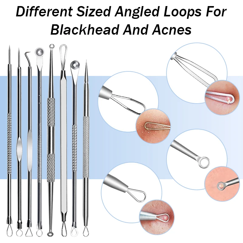 11 pçs/set acne remoção de cravo agulhas pontos pretos limpador poros limpeza profunda rosto cuidados com a pele ferramentas beleza kit agulhas