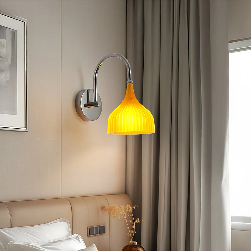 

Nordic ON/OFF Switch Bedroom Bedside Wall Lamps for Living Room Hallway Aisle Stair Fixtures Acrylic Wall Sconces Orange White