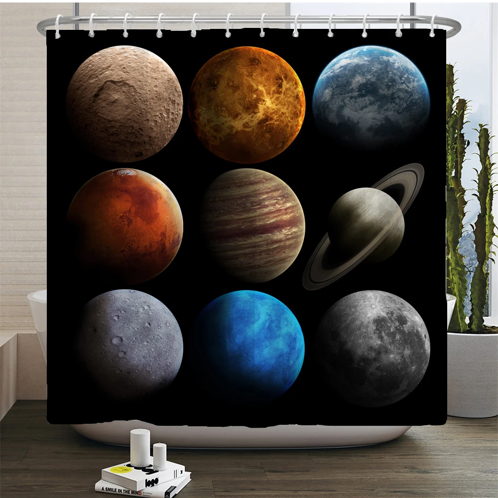 Moon Starry Sky Shower Curtain Midnight View Dreamy Mystic Bathroom Curtains Waterproof Fabric Home Decor Curtain With Hooks