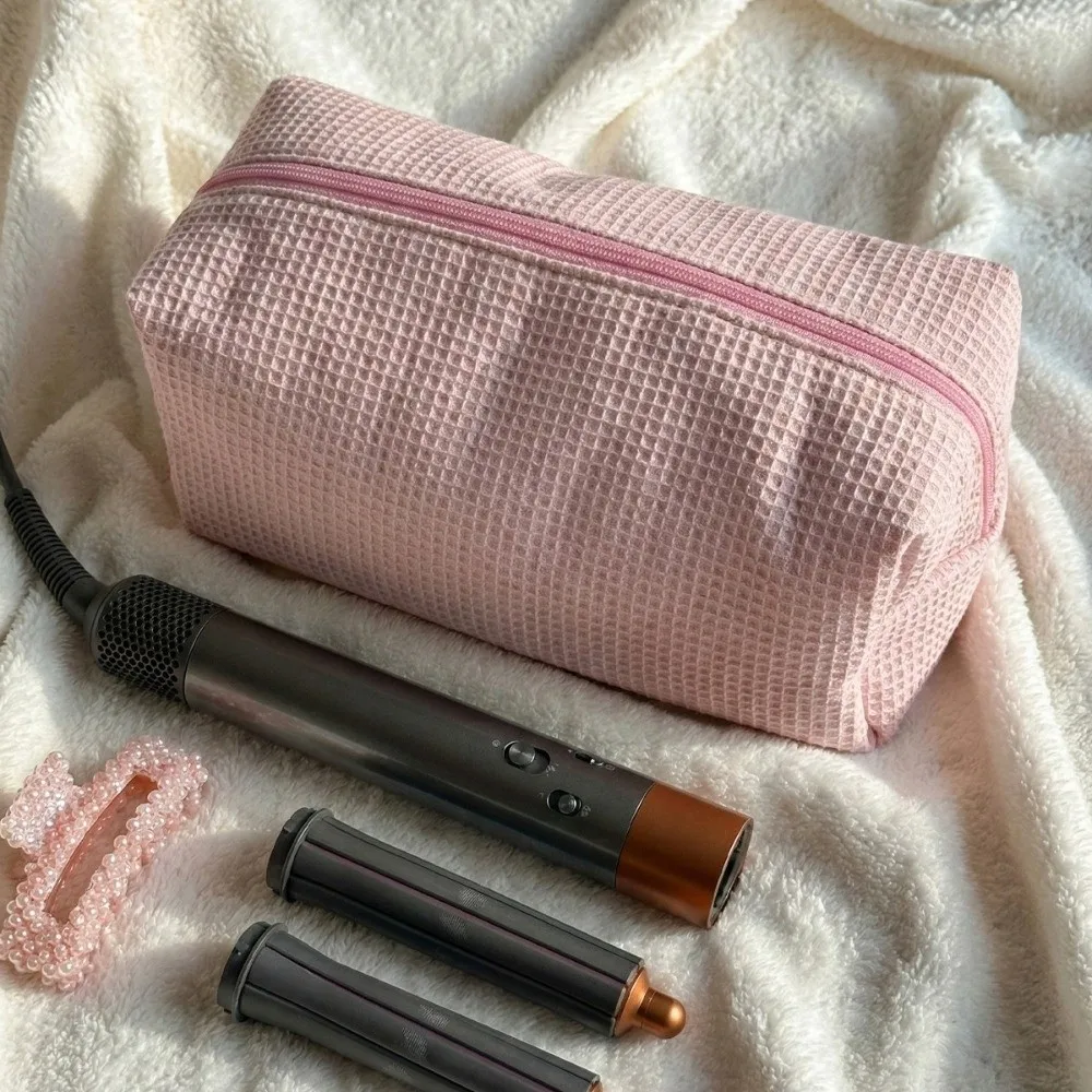 Korean Style Cotton Added Makeup Bag with Zipper Large Capacity Padded Cosmetic Bag Portable Lightweight Storage Pouch Travel