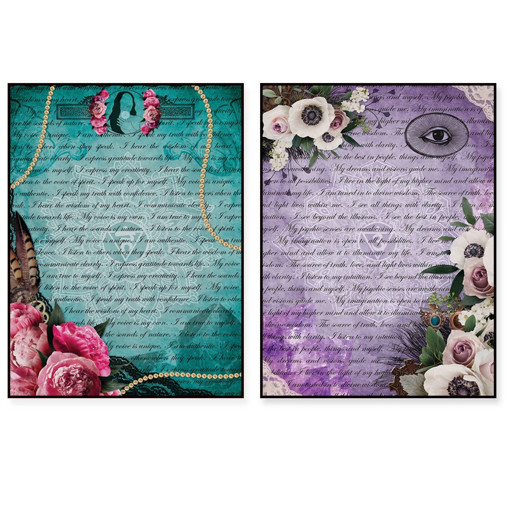 Affiche d'affirmation du sacral, du troisième œil, de la gorge, du Plexus solaire, du Chakra racine |   Art mural Chakra inspiré des médias mixtes |   Chakra Décoration d'intérieur