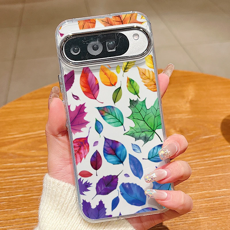 Phone Cases Pixel 9A - غطاء هاتف بنمط أوراق القيقب والزهور