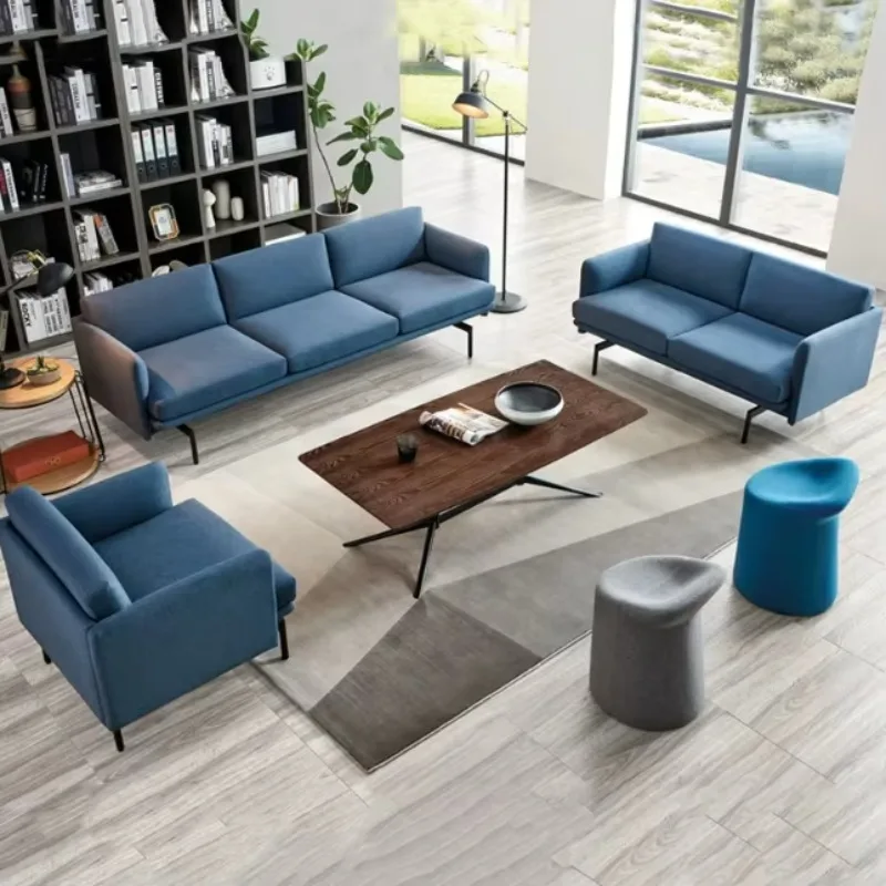 Modern Luxury Italian Office Furniture Simple Design Occasional PU Leather Sofa Set with Metal Legs Wholesale
