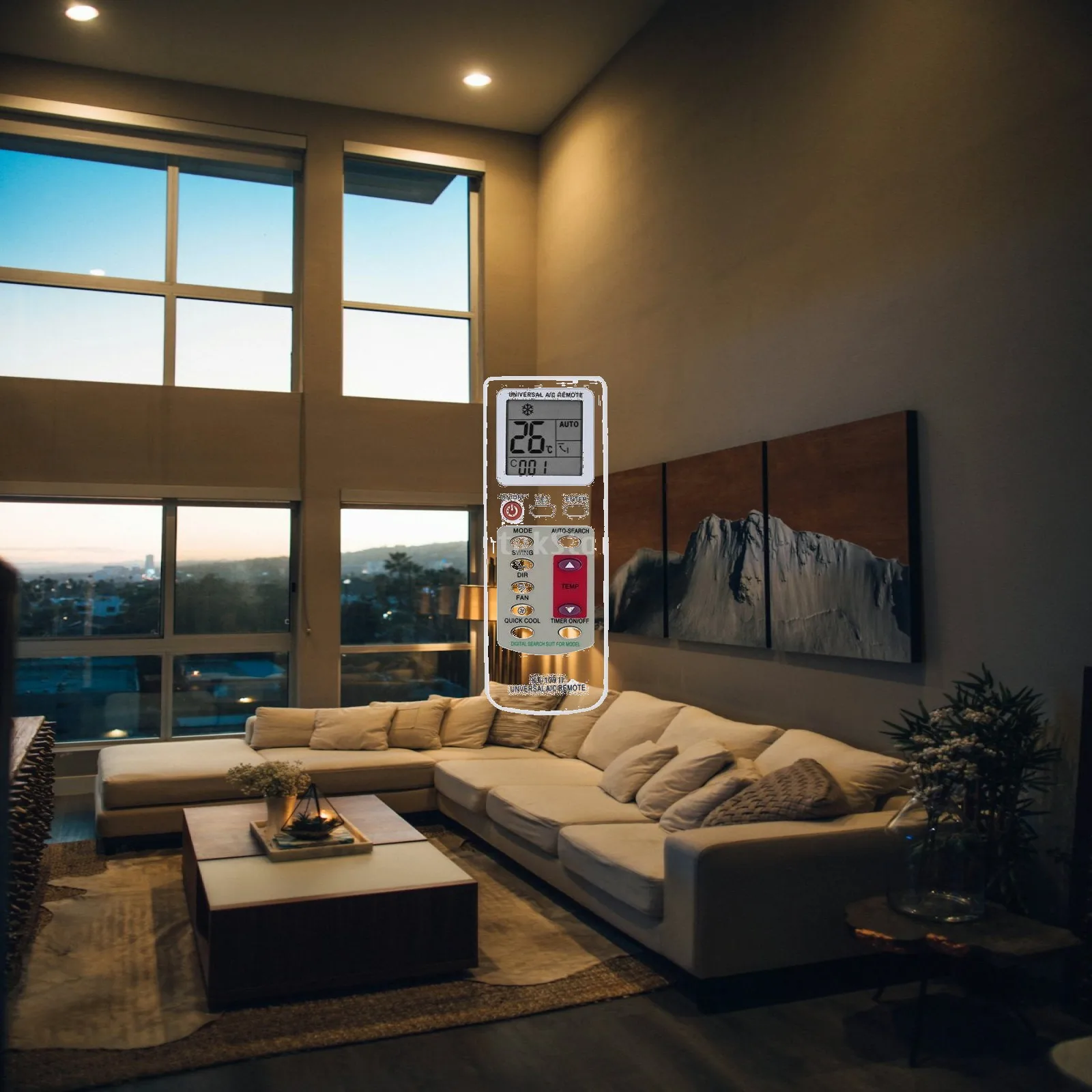 Air Conditioner Remote Control Universal Model with Clear LCD Clock and Schedule Function for Energy Saving