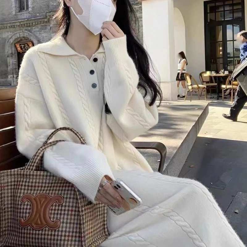 

Lazy Wind Super Good-looking Sweater Dress for Women, Autumn and Winter Loose New Long Knitted Dress Women's Wear