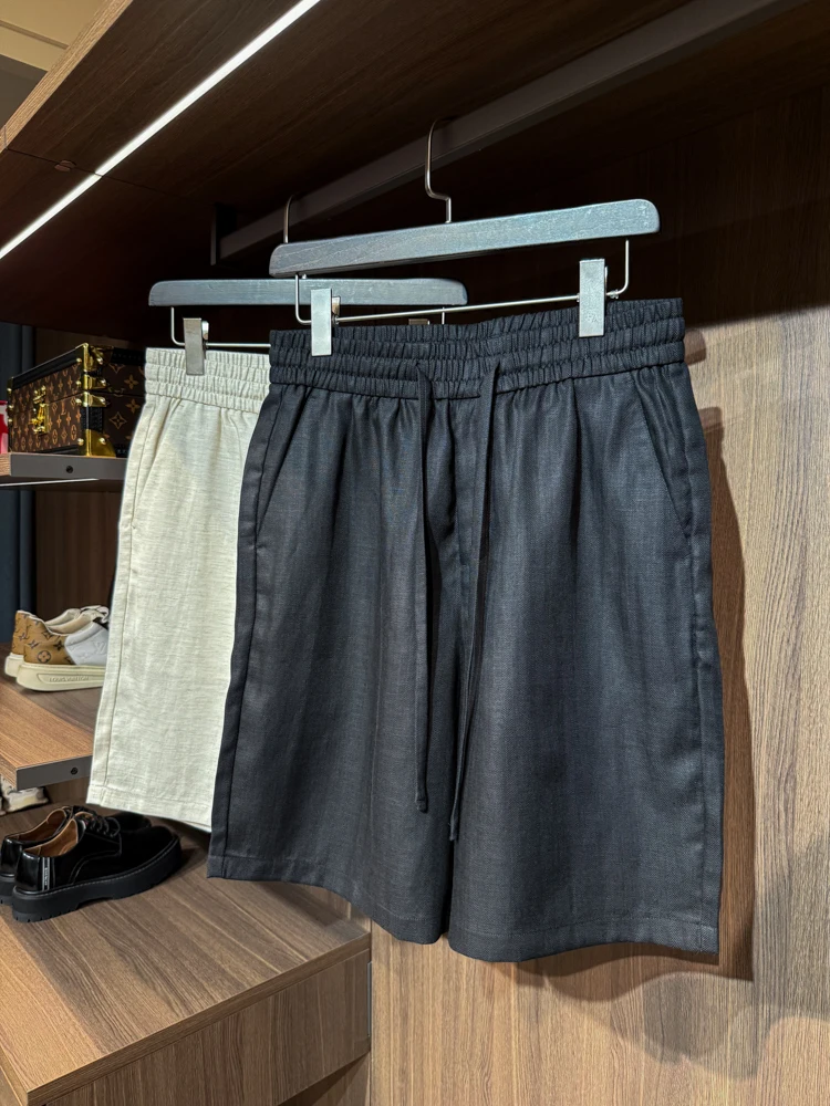 

Мужские свободные брюки-шорты до середины бедра из льняной ткани с эффектом шелка, повседневные, бренд BALMIE, для делового стиля, летняя одежда для отдыха