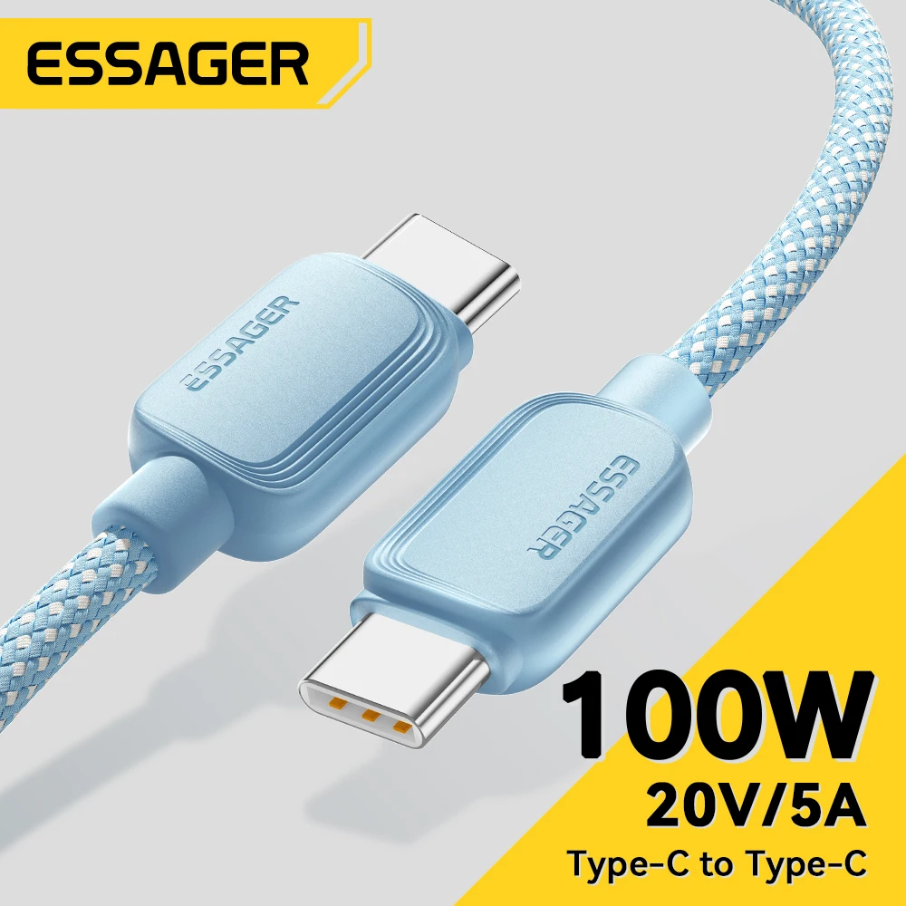 Essager 100W USB Type C To USB C Cable 5A PD Fast Charging Cable Type C Wire For Xiaomi Samsung Huawei Oppo Oneplus Macbook iPad