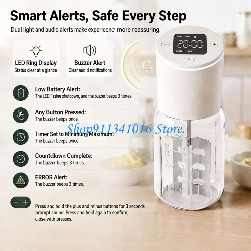 Electric Butter Beater with 6000 Milliamp-Hour Battery and 700-Milliliter Working Capacity for Baking Preparation
