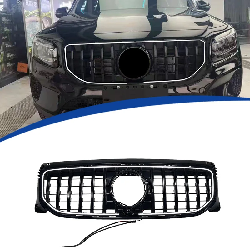 For 2020-2023 Mercedes GLB Standard Model, ABS GT Style LED Illuminated Grille, Aftermarket Direct Fit Replacement