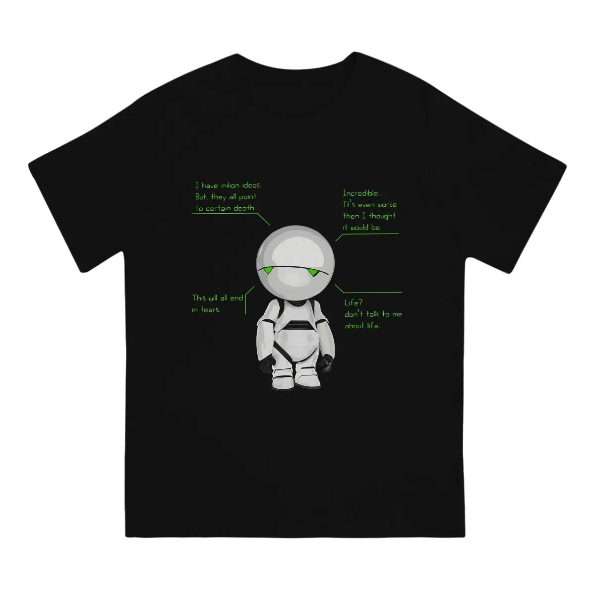 Douglas Adams Marvin Essential T Shirt Polyester Goth Men Tees Summer Clothing Harajuku O-Neck TShirt